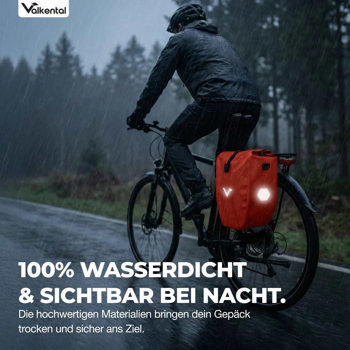 VALKENTAL Bike Bag 20L - 100% waterdicht en reflecterende stukken