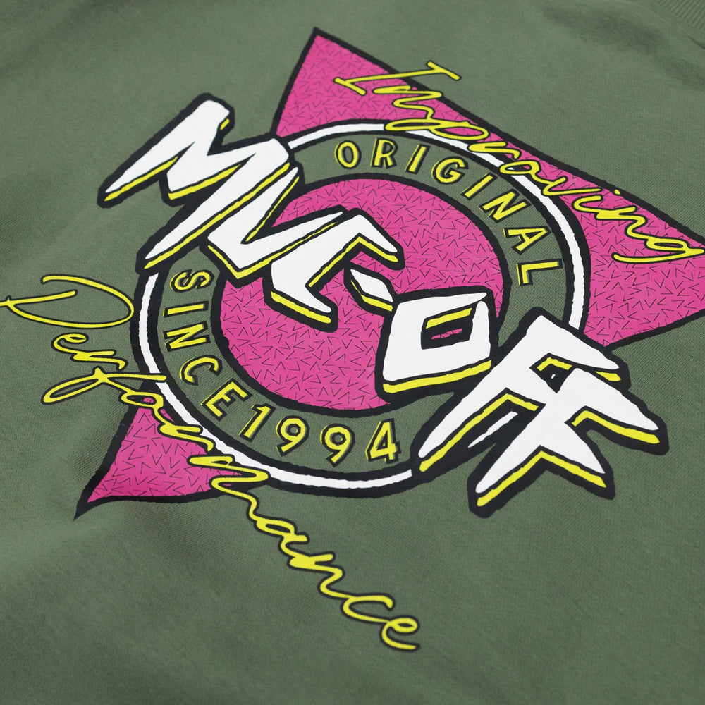 Muc-Off Surf Sweater groen – oversized, 440 GSM katoen & gerecycled polyester achterzijde logo