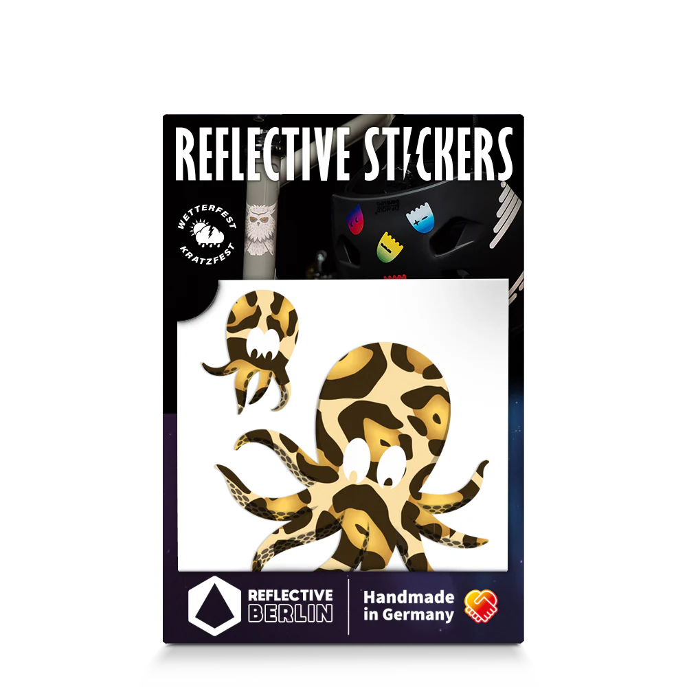 Reflective Berlin reflecterende stickers small voor kinderen octopus bruin