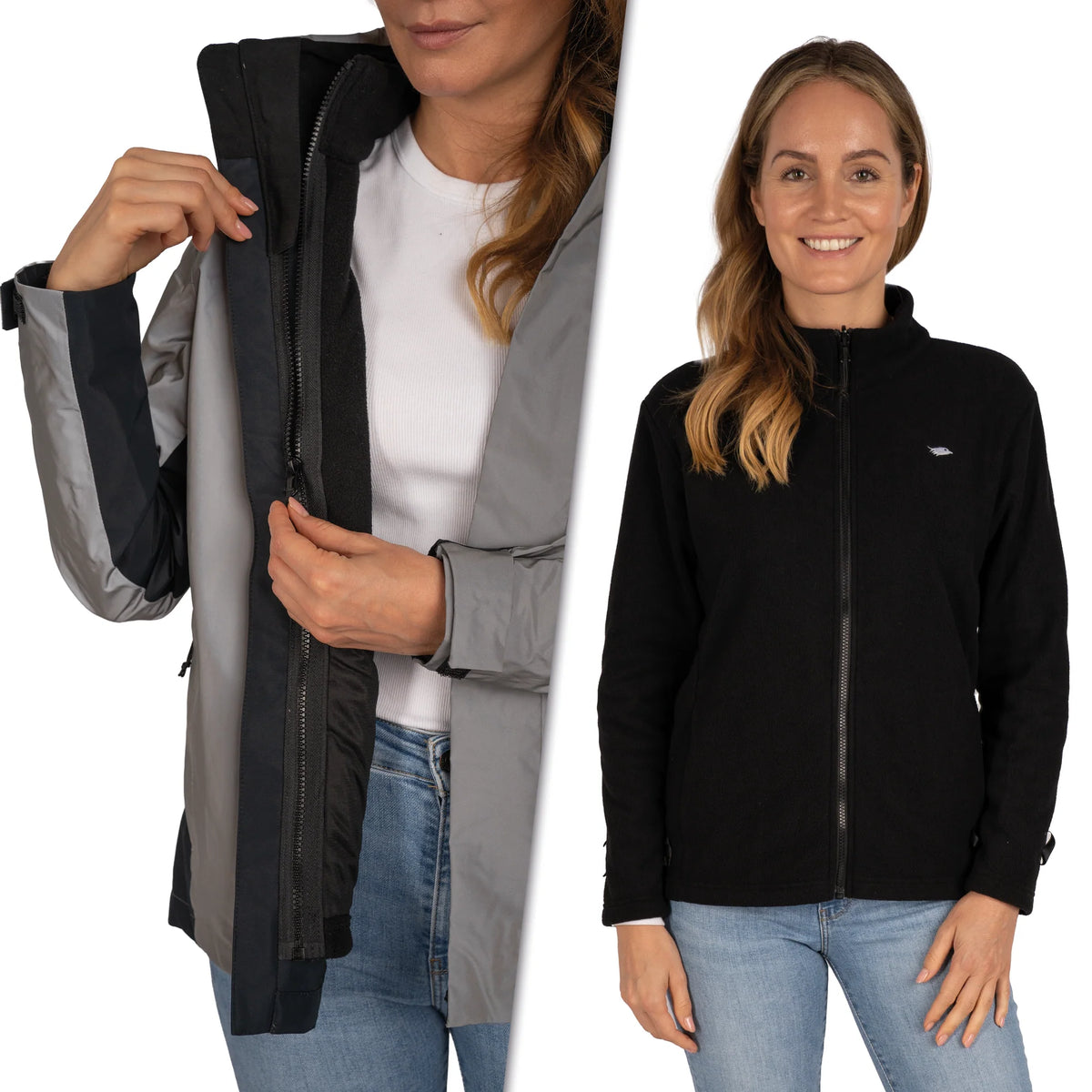 VALKENTAL 3IN1 SMART JACKET DAMES met snel uitritsbare fleece voering