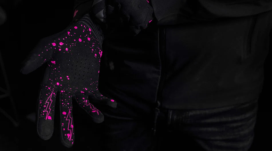 MUC-OFF D3O® Rider Gloves binnenzijde met roze spikkels