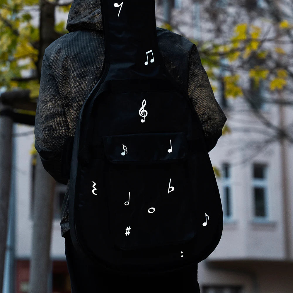  REFLECTIVE BERLIN textielstickers - music op een gitaartas reflecterend