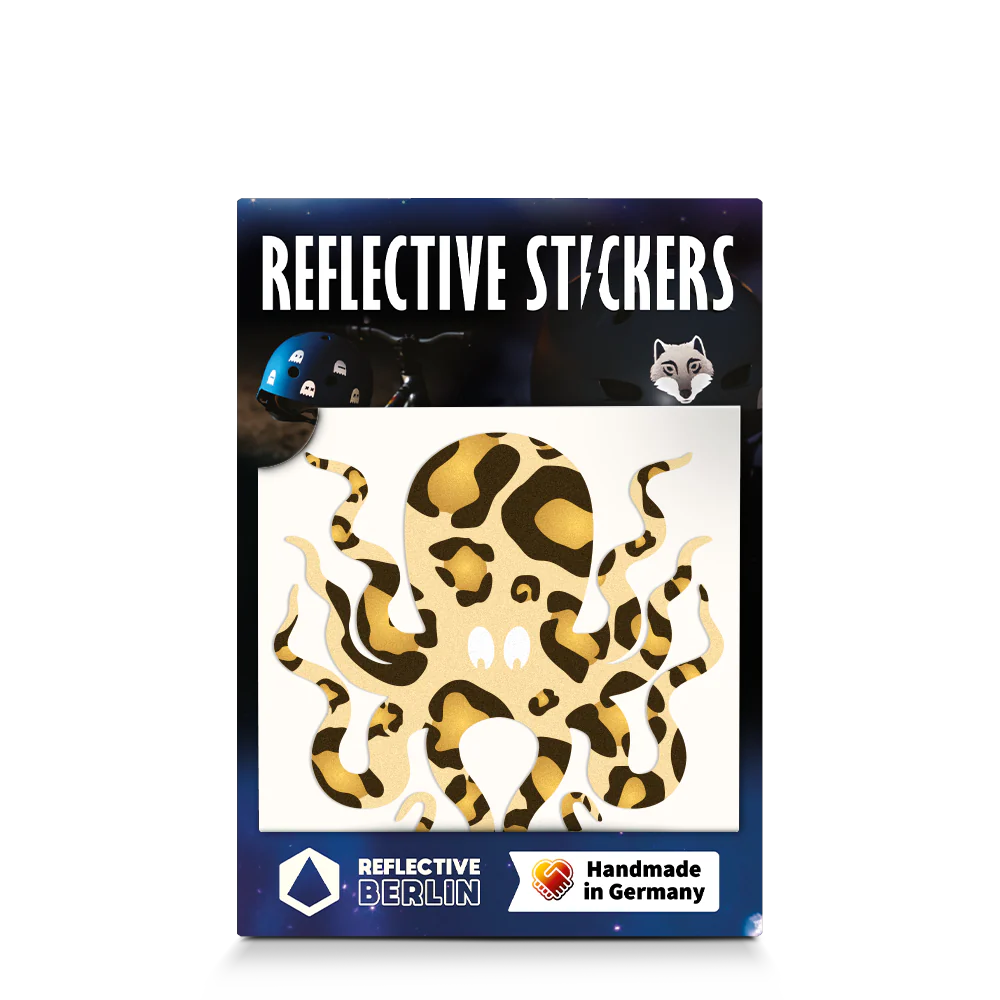 Reflective Berlin reflecterende stickers small voor kinderen octopus bruin