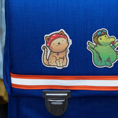 REFLECTIVE BERLIN Friends textielsticker Miez en Freddy op een tas