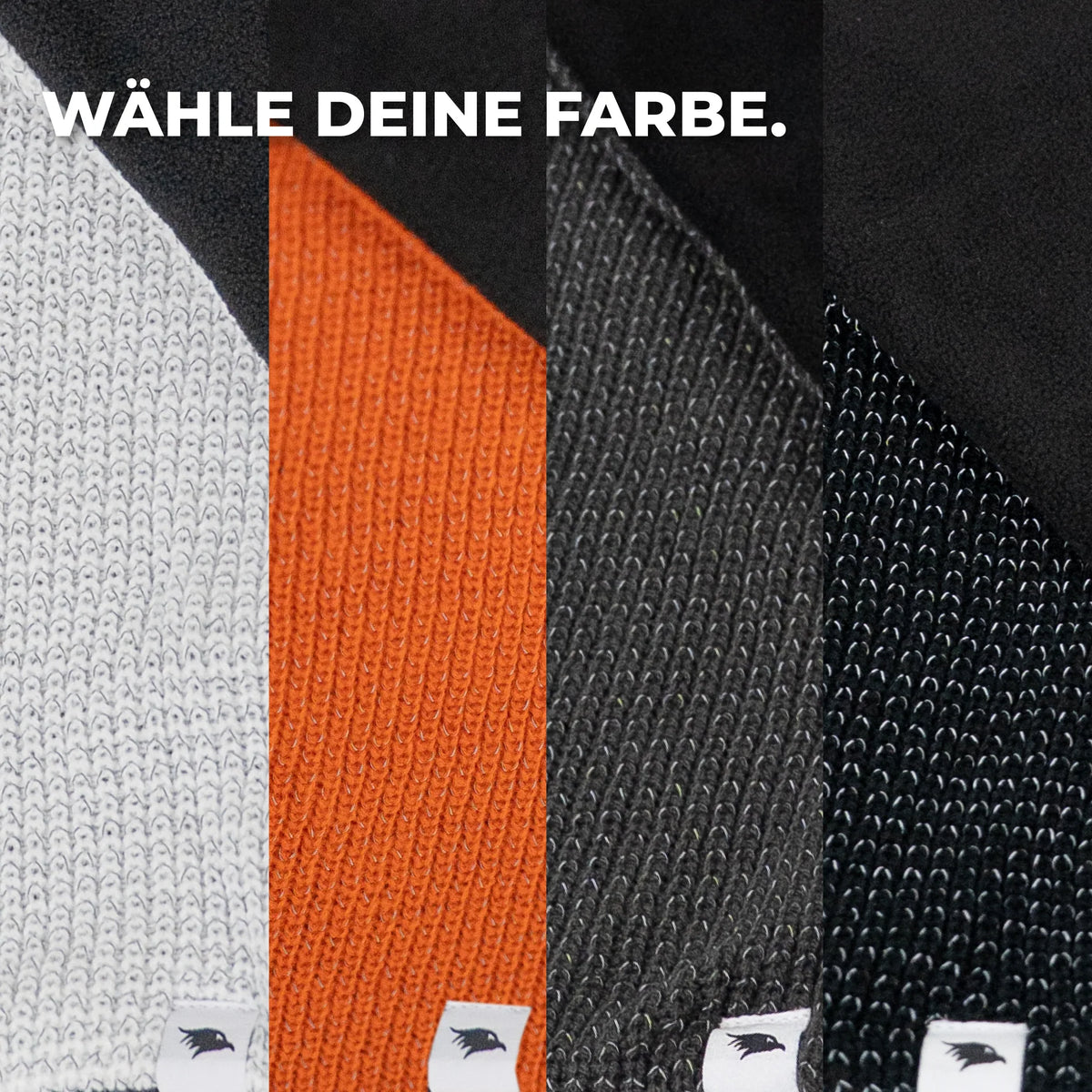 VALKENTAL reflective scarf - alle kleuren naast elkaar