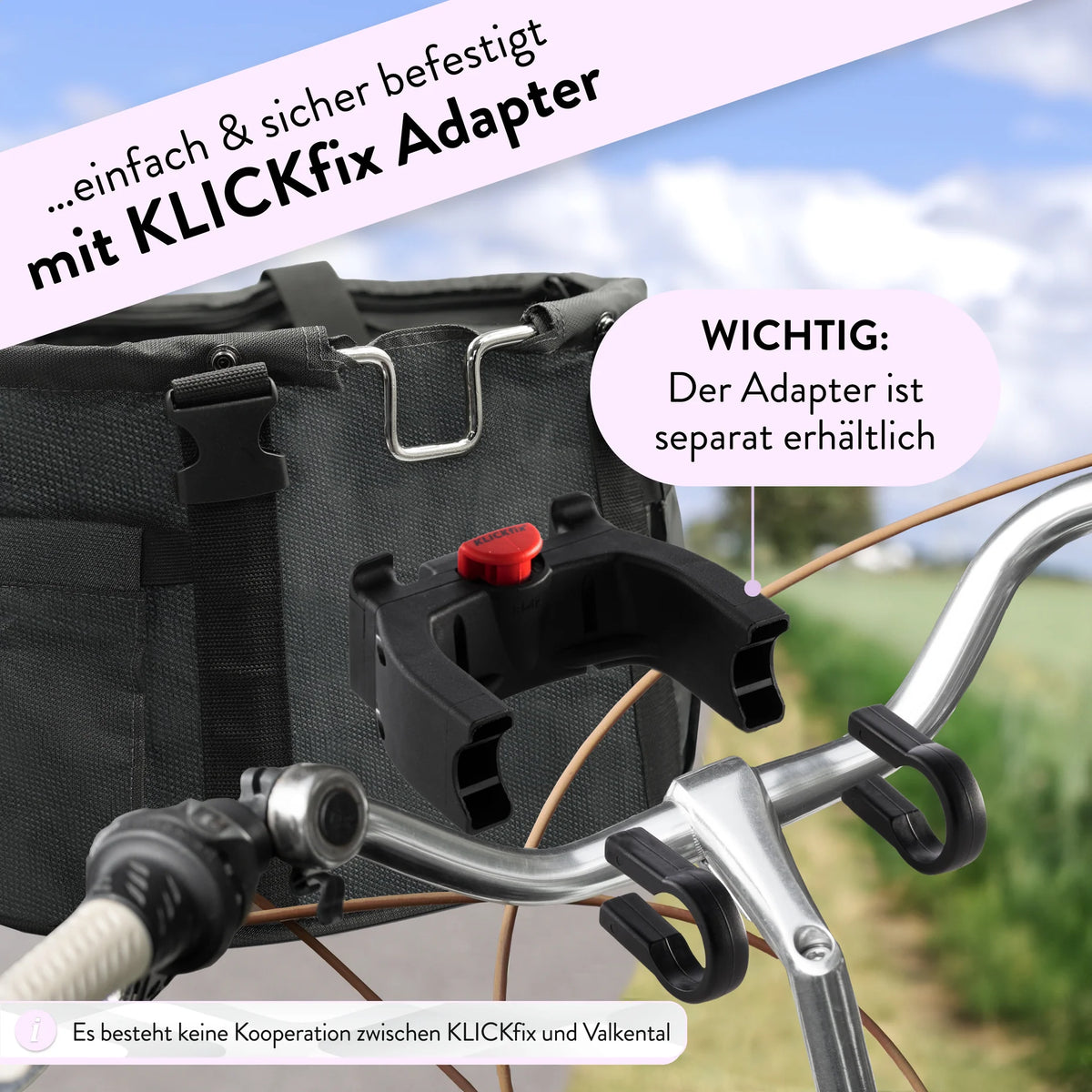 VALKENTAL HONDEN FIETSMAND met klickfix aansluiting