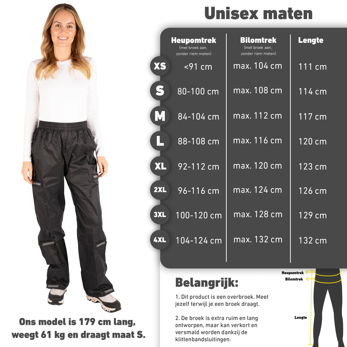 VALKENTAL REGENBROEK maat tabel