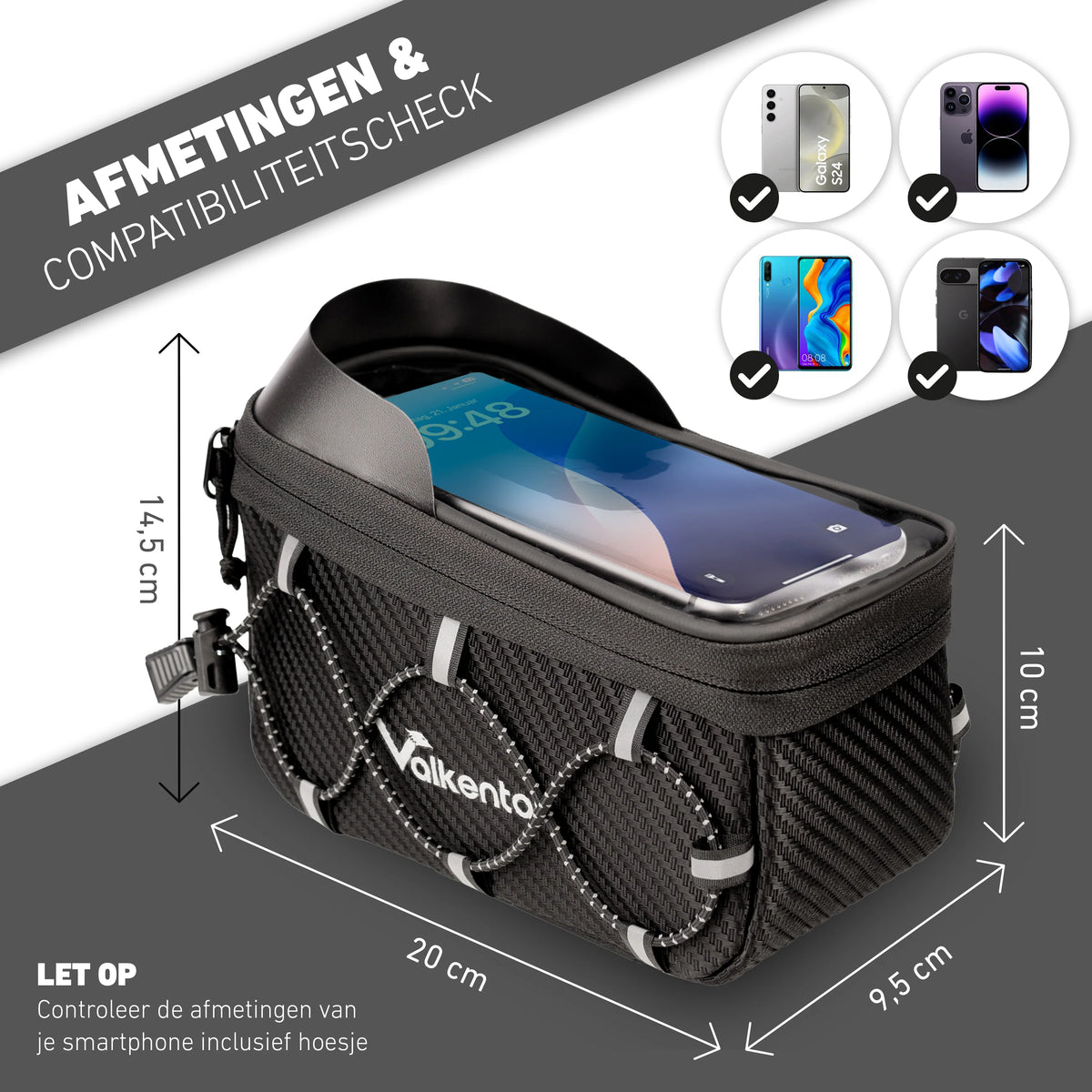 VALKENTAL FRAME BAG SMART maattabel