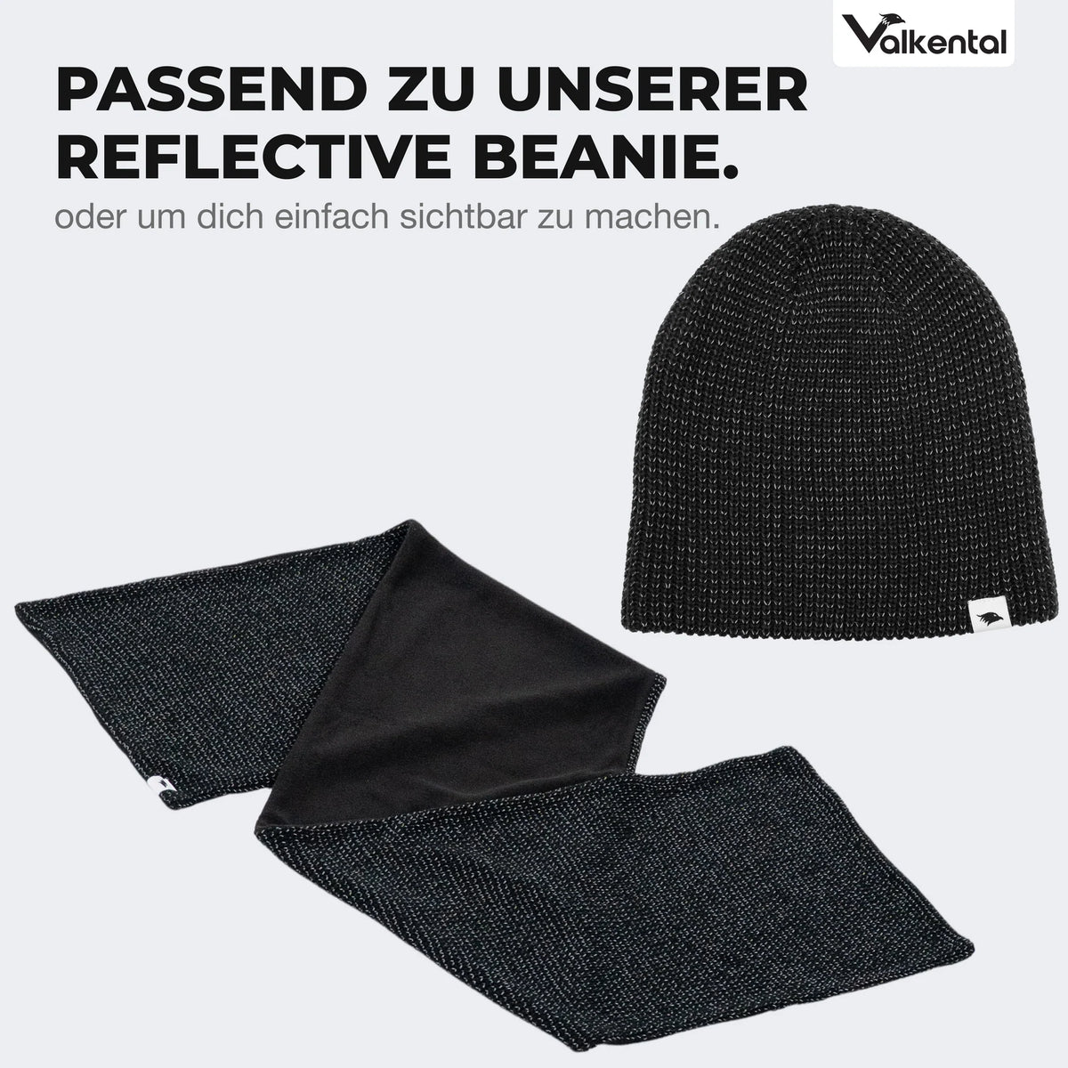 VALKENTAL reflective scarf - een combinatie met de beanie