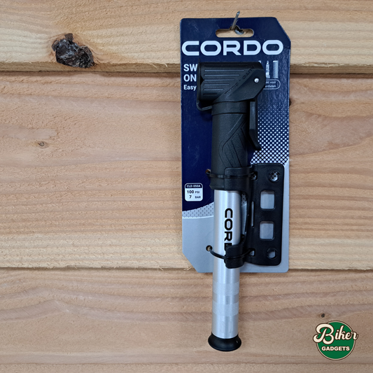 CORDO Easy Mini Switch handpomp zilver – schakelbaar 1-way & 2-way, past alle ventielen hier in de winkel