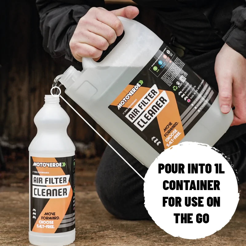 MOTOVERDE Air Filter Cleaner - 5l overschenken in een 1l