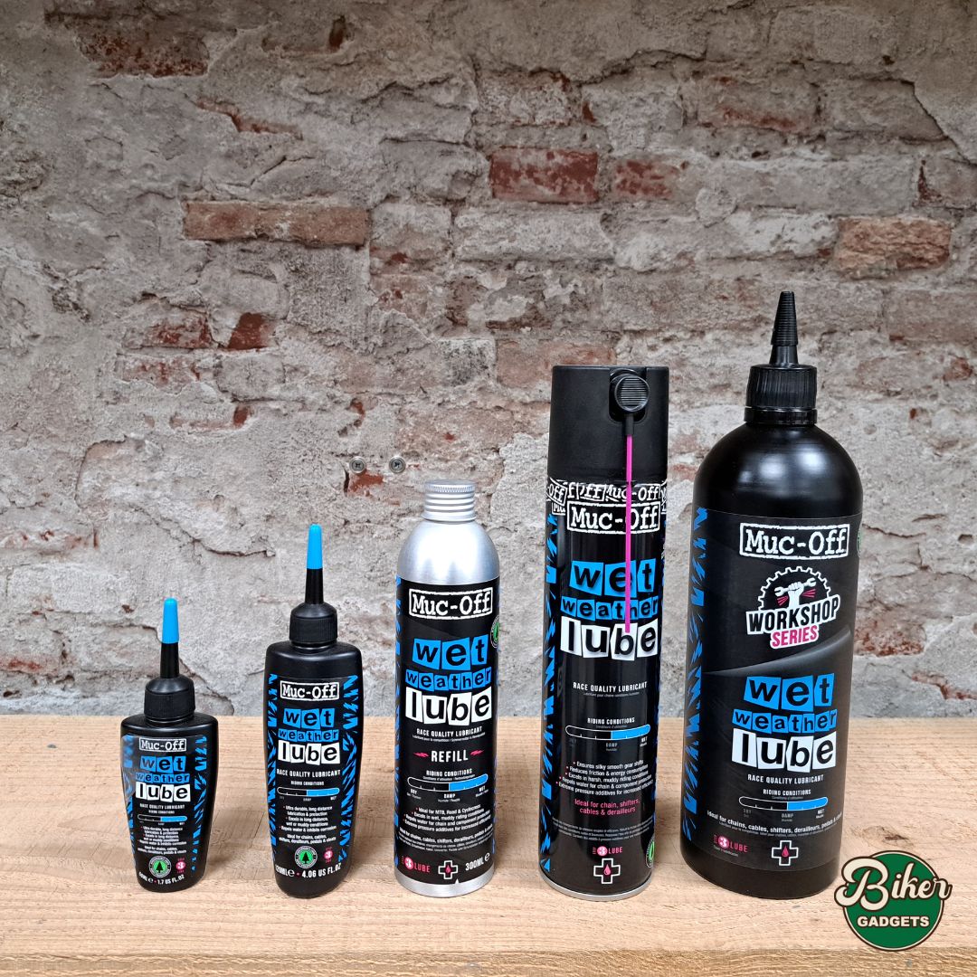 Muc-Off Wet Chain Lube - 50ml, 120ml, 300ml refill, 400ml spray, 1l refill in de winkel