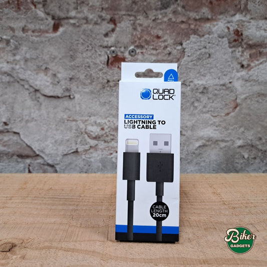 QUAD LOCK USB naar Lightning Kabel 20 cm – compacte iPhone oplaadkabel voor motorfiets IN DE WINKEL
