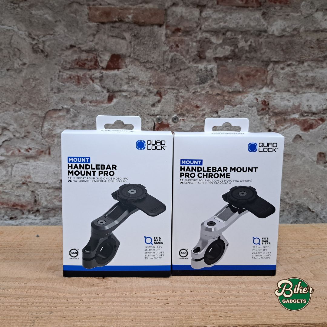 QUAD LOCK HANDLEBAR MOUNT CHROOM EN ZWART