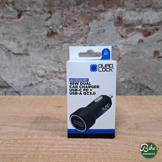 QUAD LOCK 48W Dual USB Autolader – USB-A QC3.0 en USB-C PD snellader voor auto IN DE WINKEL