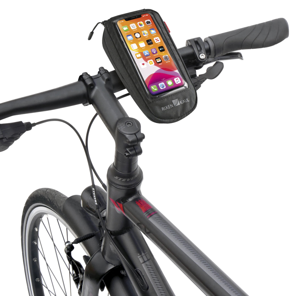 KLICKfix Phonebag Comfort Smartphonetas - gemonteerd op het stuur