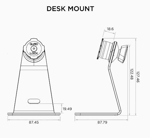 Quad Lock Desk Mount - afmetingen