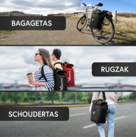 ValkOne waterdichte fietstas als rugzak gedragen door fietser