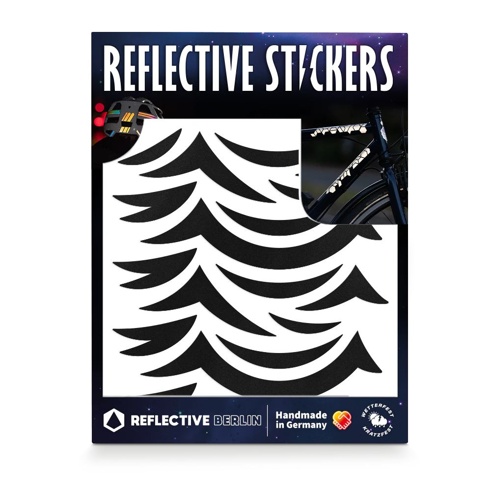 Reflective Berlin reflecterende stickers medium - waves zwart