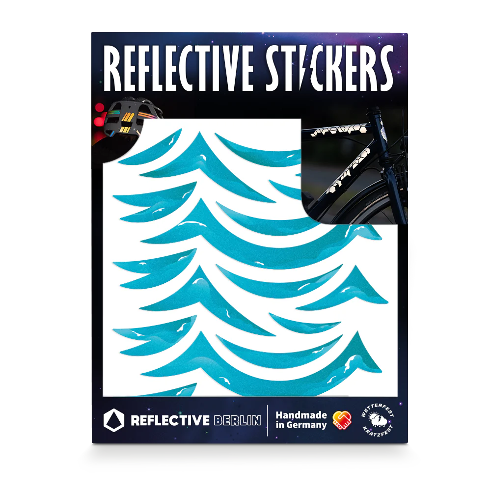 Reflective Berlin reflecterende stickers medium - waves blauw