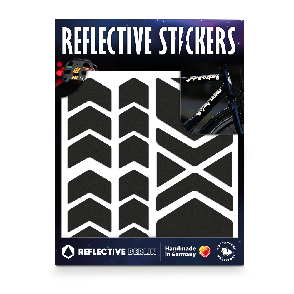 Reflective Berlin reflecterende stickers medium - chevrons zwart