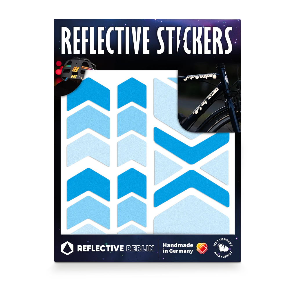 Reflective Berlin reflecterende stickers medium - chevrons blauw