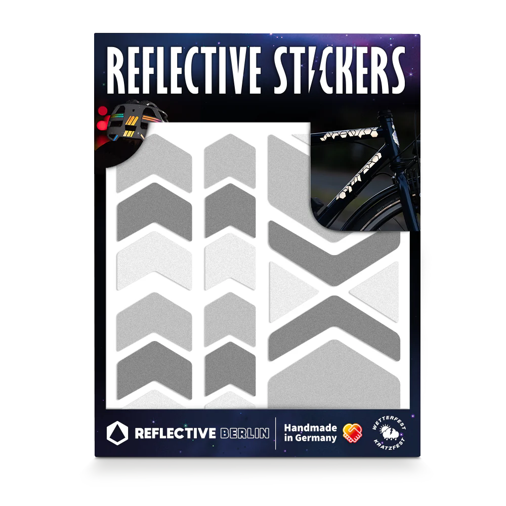 Reflective Berlin reflecterende stickers medium - chevrons grijs