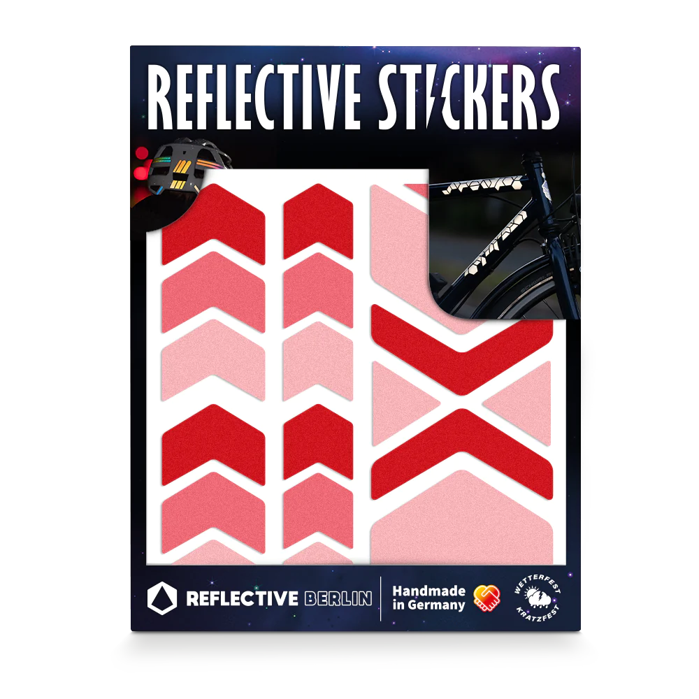 Reflective Berlin reflecterende stickers medium - chevrons rood