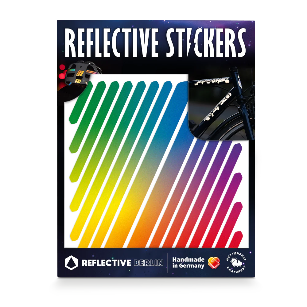 Reflective Berlin reflecterende stickers medium - universal regenboog