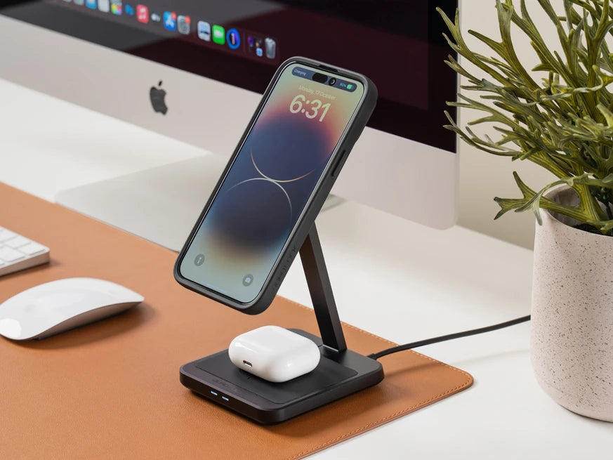 Quad Lock MAG Dual Desktop Wireless Charger - telefoon en airpods tegelijk opladen