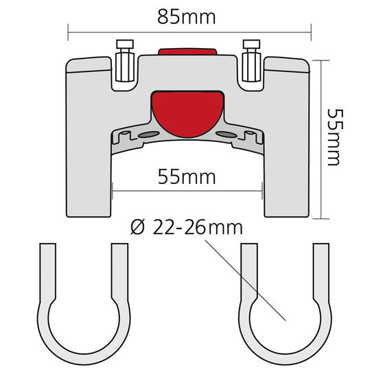 KLICKFIX cc-100 stuuradapter - afmetingen