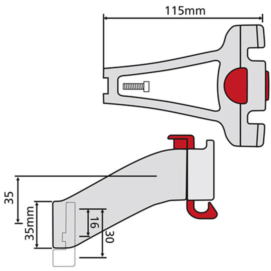 KLICKfix Balhoofd Adapter 1-1/8 - afmetingen