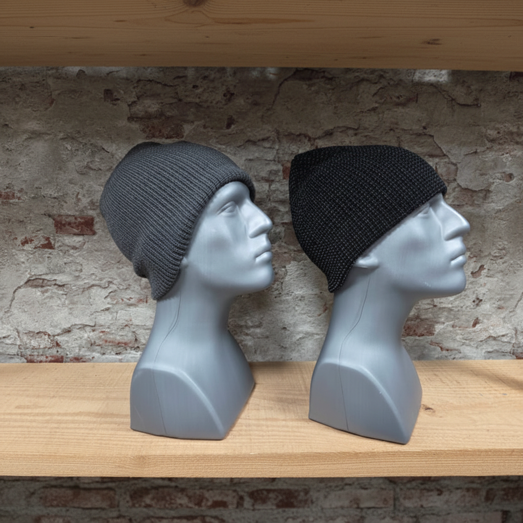 VALKENTAL REFLECTERENDE BEANIE ZWART EN GRIJS
