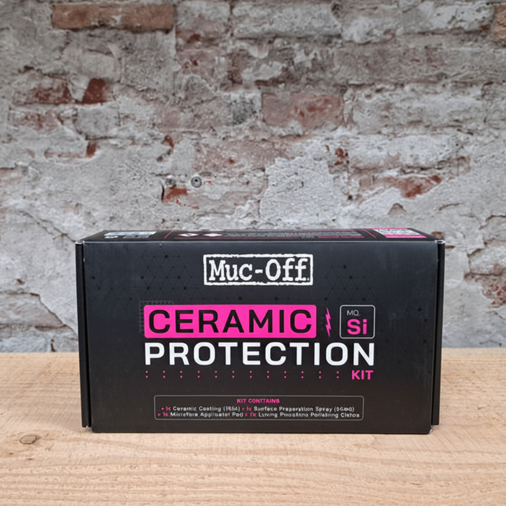 Muc-Off Ceramic Protection Kit doos in de winkel – keramische coating voor fiets en motor