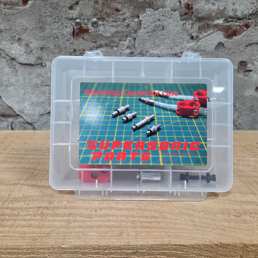 Supersonic Parts ontluchtingsadapters set in transparante opbergcase met 13 adapters voor Shimano SRAM Magura TRP Tektro hydraulische remmen