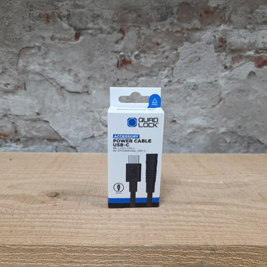 Quad Lock USB-C voedingskabel 1.1m waterdicht IP67 voor draadloze oplaadkop fiets en e-bike
