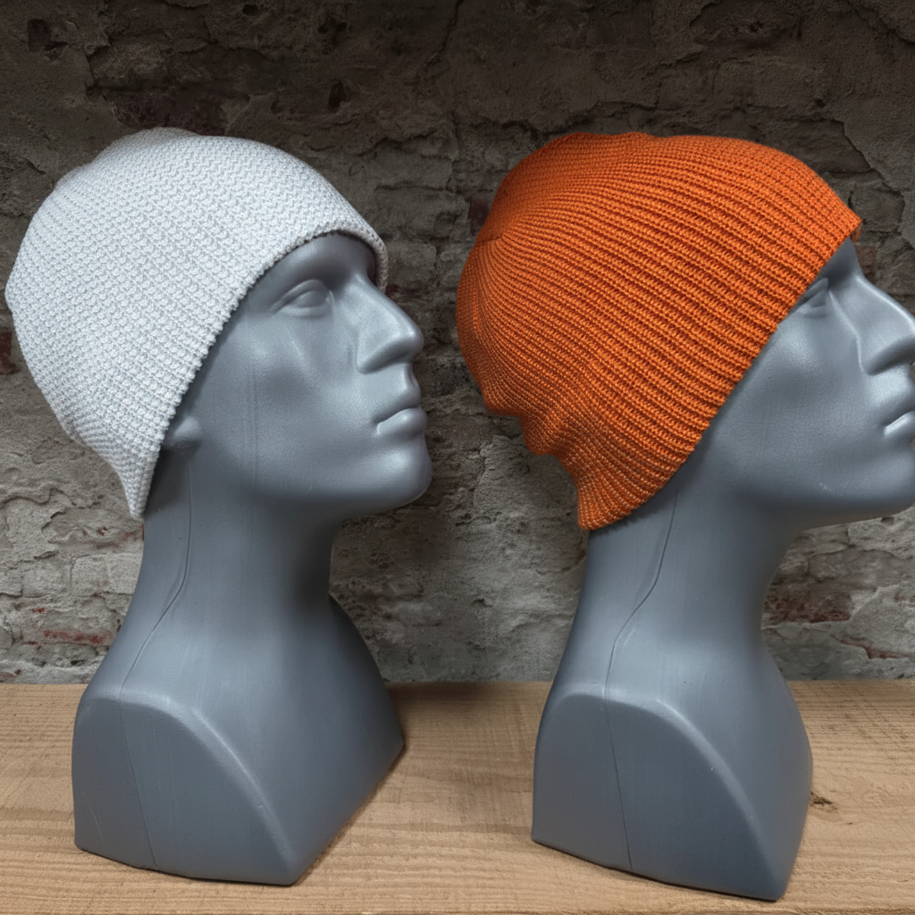VALKENTAL REFLECTERENDE BEANIE in wit en oranje - 360 graden zichtbaarheid voor veilig outdoor gebruik