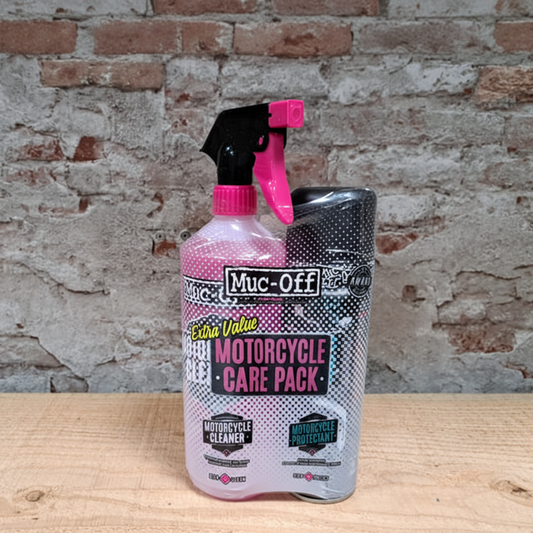 MUC-OFF Motorcycle Care Pack – motorreiniger 1000ml en beschermer 400ml duo in de winkel