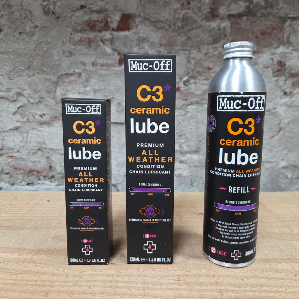 Muc-Off C3 Ceramic All Weather Lube 50 ml, 120 ml en 300 ml refill in de winkel