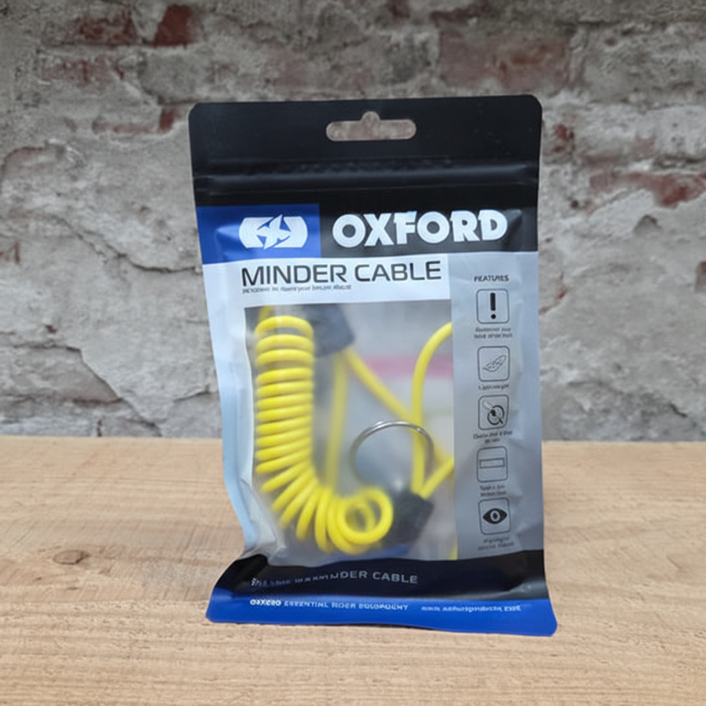 OXFORD Minder Cable felgele schijfremslot kabel 1,2m in verpakking - motor diefstalbeveiliging