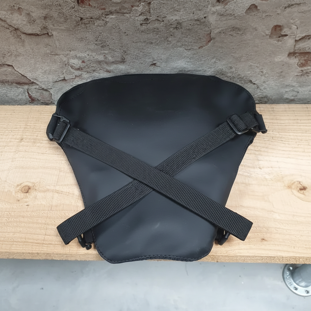 GRANDPITSTOP Air Comfy Seat Basic Sport – onderkant met gekruiste bevestigingsriemen