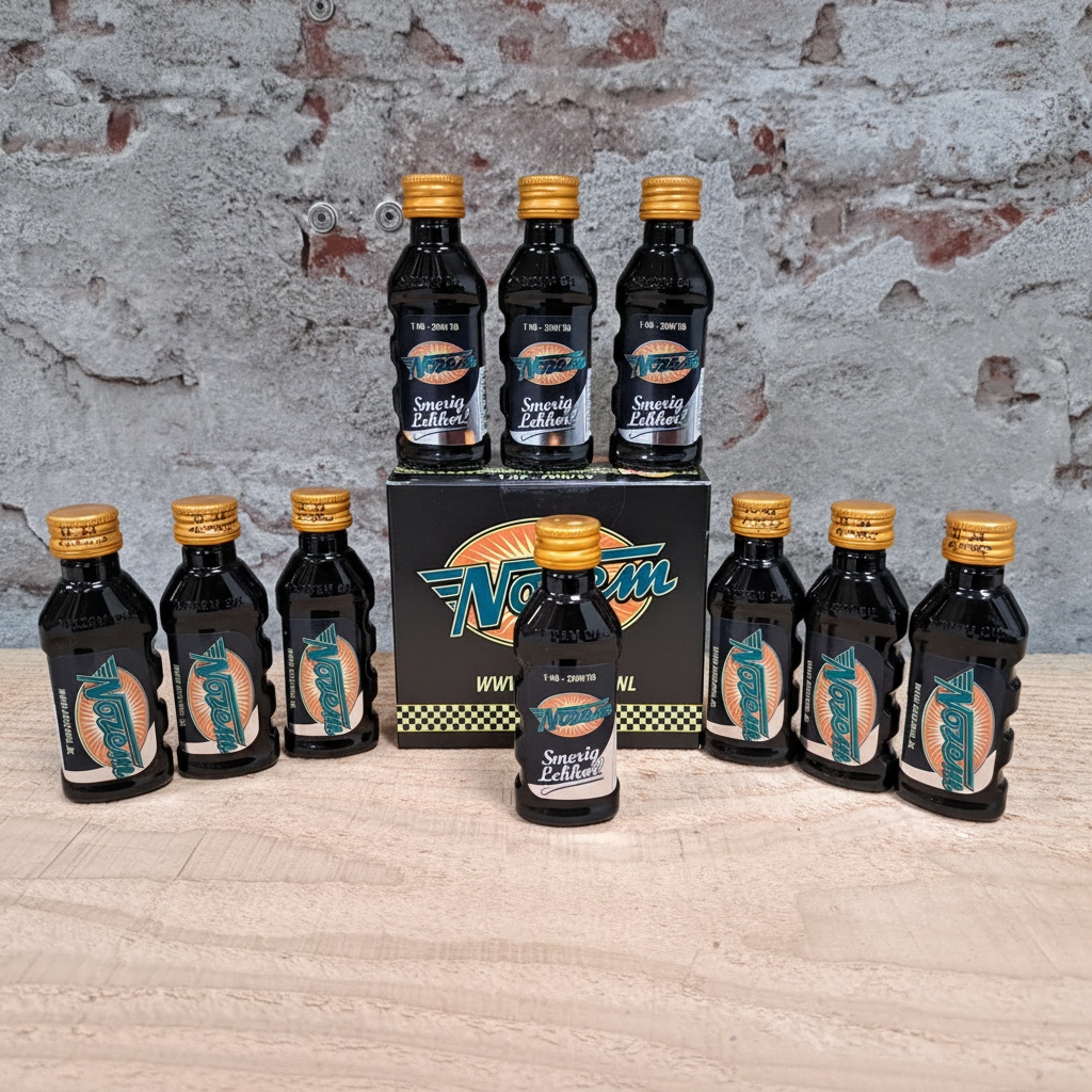 NOZEM OIL 10 pack verpakking - zwarte doos met Nozem logo en racing strepen