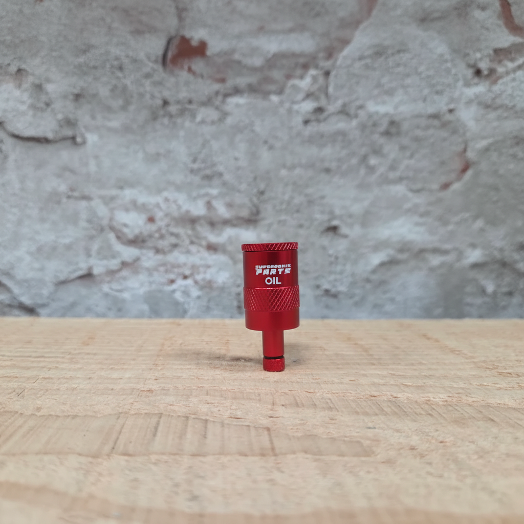 SUPERSONIC PARTS Fast Bleed Funnel OIL rood geanodiseerd aluminium compact gereedschap minerale olie