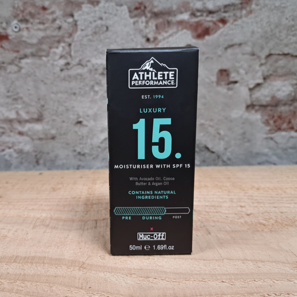 Muc-Off Athlete Performance Luxury Moisturiser SPF 15 50ml - hydraterende zonnebrand crème voor fietsers en motorrijders