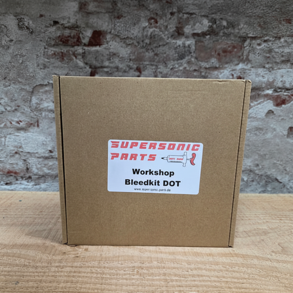 Supersonic Parts Workshop Bleedkit DOT in verpakking - professionele ontluchtingsset voor hydraulische remmen