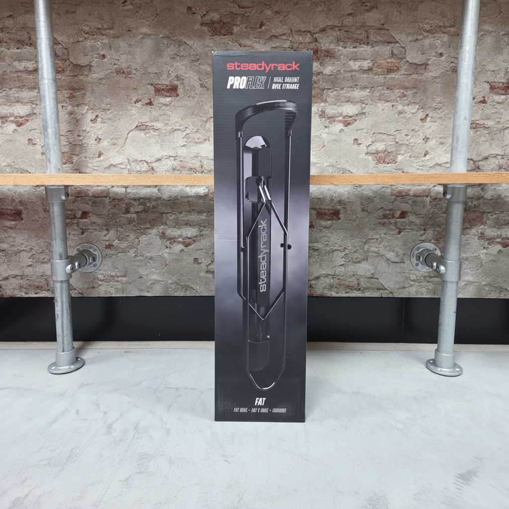 STEADYRACK ProFlex Fat wandrek verpakking - premium fietsophangsysteem voor brede banden 2.8-4.5 inch