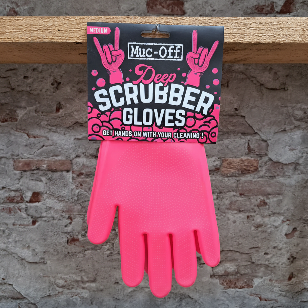 MUC-OFF Deep Scrubber Gloves - siliconen schoonmaakhandschoenen met borstelharen voor fiets en motor