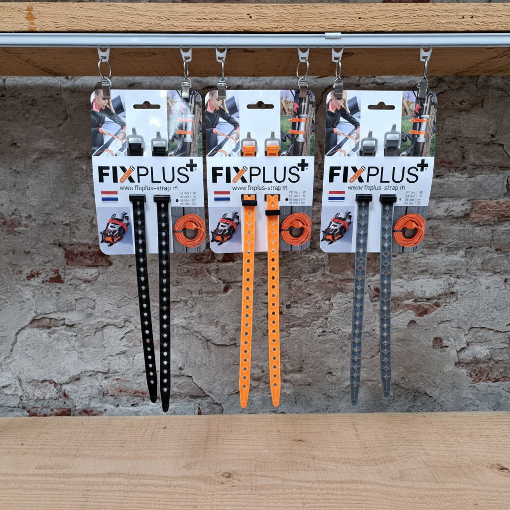 FIXPLUS strap set 30cm - verkrijgbaar in 3 kleuren (zwart, oranje, grijs) - TPU bagageband voor motor en fiets