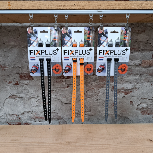 FIXPLUS strap set 30cm - verkrijgbaar in 3 kleuren (zwart, oranje, grijs) - TPU bagageband voor motor en fiets