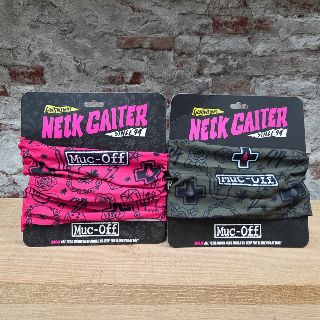 MUC-OFF Neck Gaiter Roze en Groen – naadloze nekwarmer voor motor en fiets, beide kleuren in de winkel